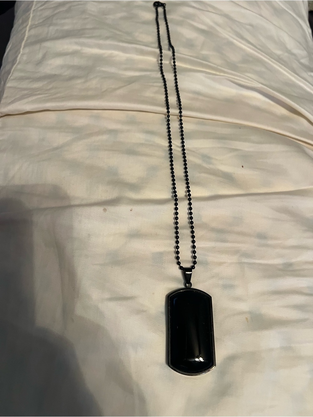 Mens Guess Onyx Dog Tag necklace